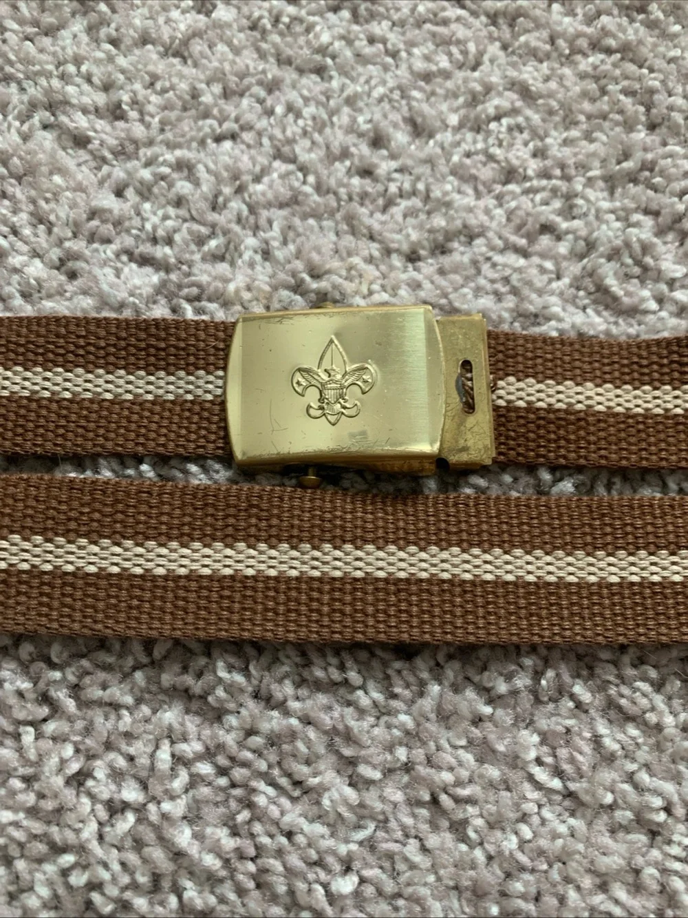 Vintage Boy Scouts Brown Belt with Brass Buckle 44